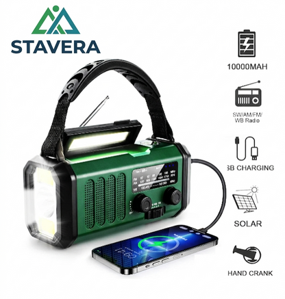 Nödfallssolradion med handvev – 10000 mAh powerbank