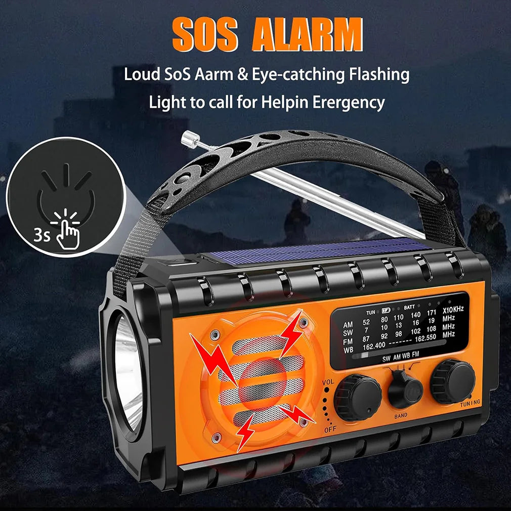 Nödradio med solceller, 20 000 mAh