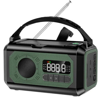 Nödradio på 12000 mAh med dubbla solpaneler och handvev (AM/FM/NOAA)