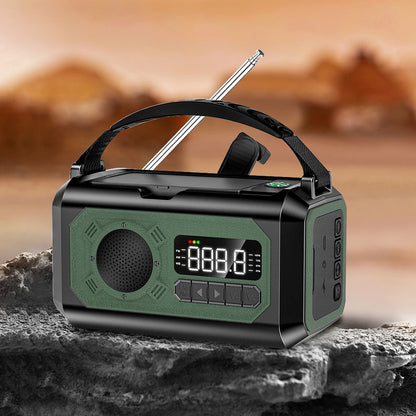 Nödradio på 12000 mAh med dubbla solpaneler och handvev (AM/FM/NOAA)
