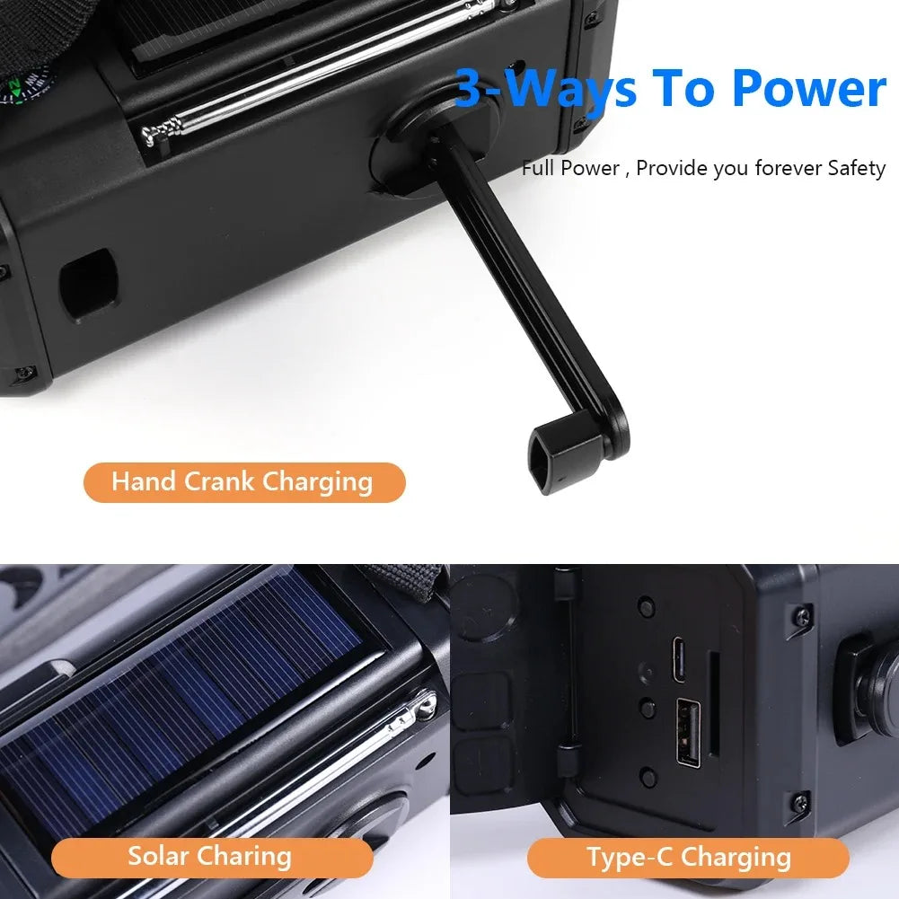 Nödfallssolradion med handvev – 10000 mAh powerbank