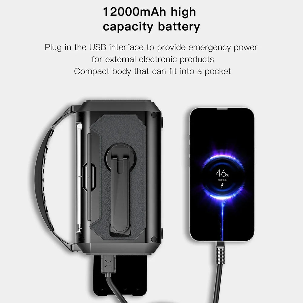 Nödradio på 12000 mAh med dubbla solpaneler och handvev (AM/FM/NOAA)