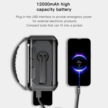 Nödradio på 12000 mAh med dubbla solpaneler och handvev (AM/FM/NOAA)
